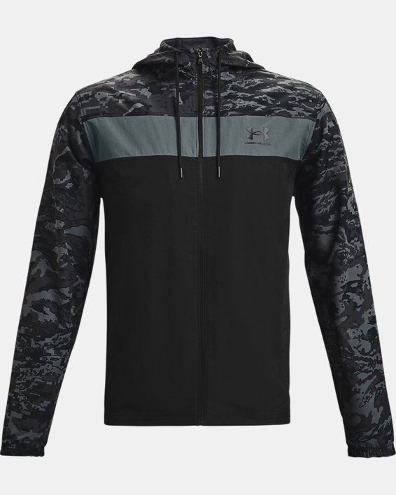 Men's UA Sportstyle Camo Windbreaker Jacket, Black, pdpMainDesktop image number 4